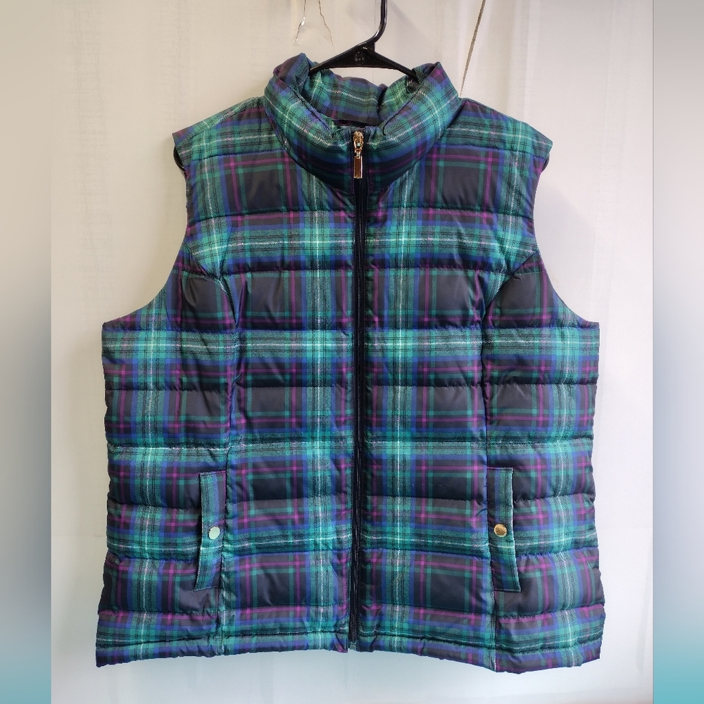 Charter Club Multicolor Plaid Puffer Vest
